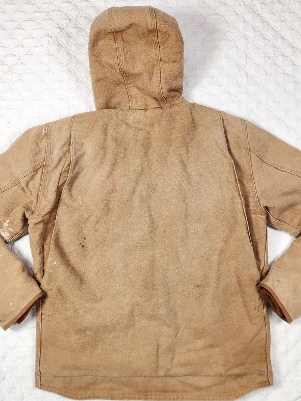 Carhartt Men's Tan Hooded Work Jacket with Sherpa Lining - Picture 9 of 15